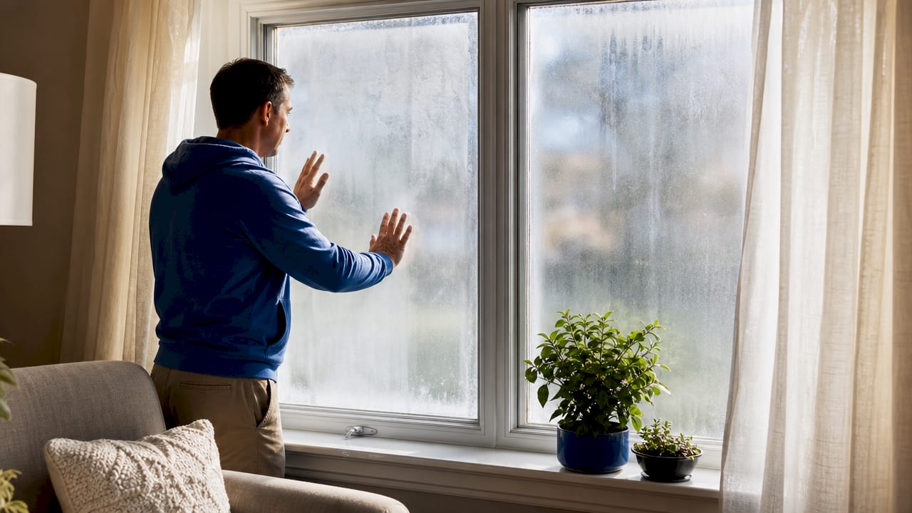 Fogged double pane window with damaged seal