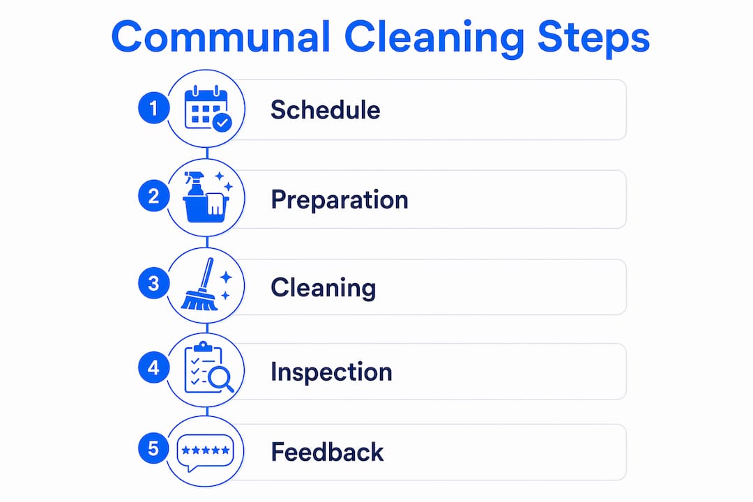 Infographic outlining communal window cleaning process