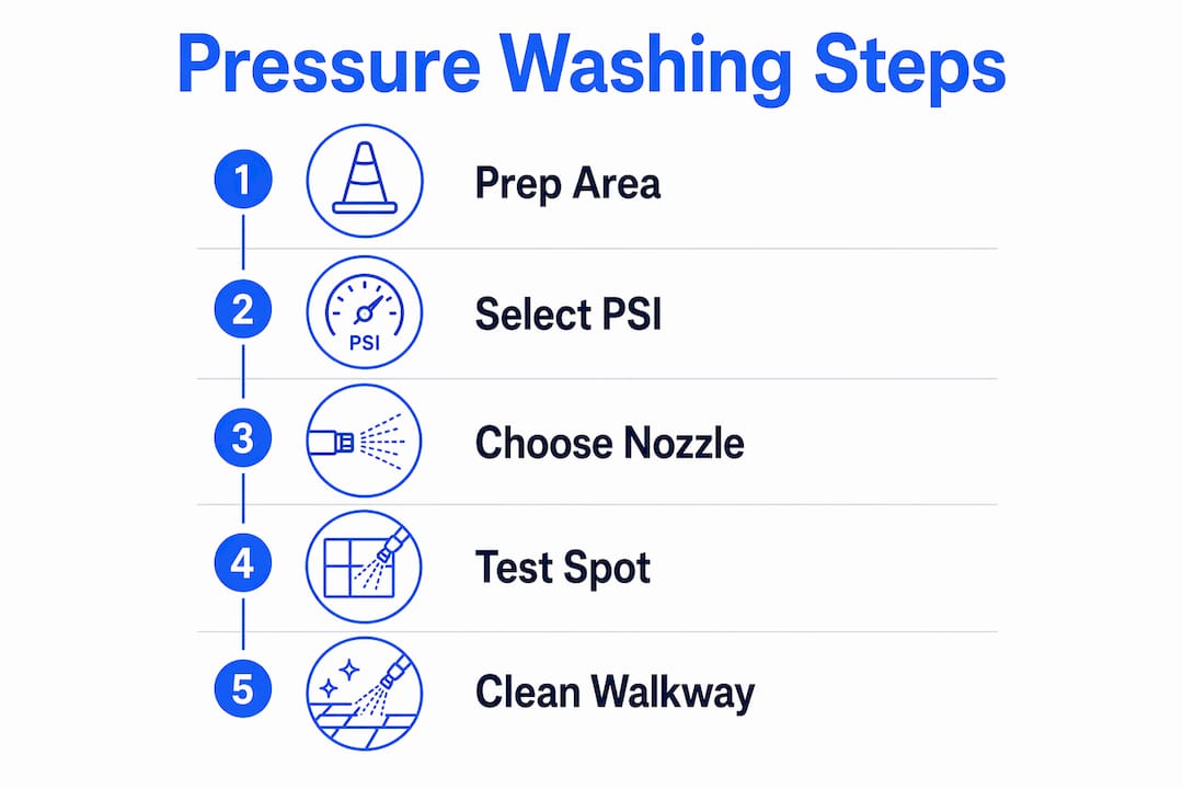 Infographic illustrating pressure washing steps