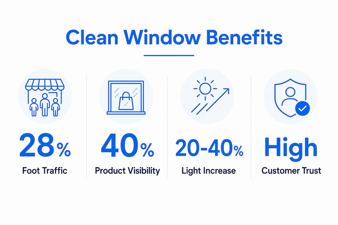 Infographic showing key benefits of clean windows