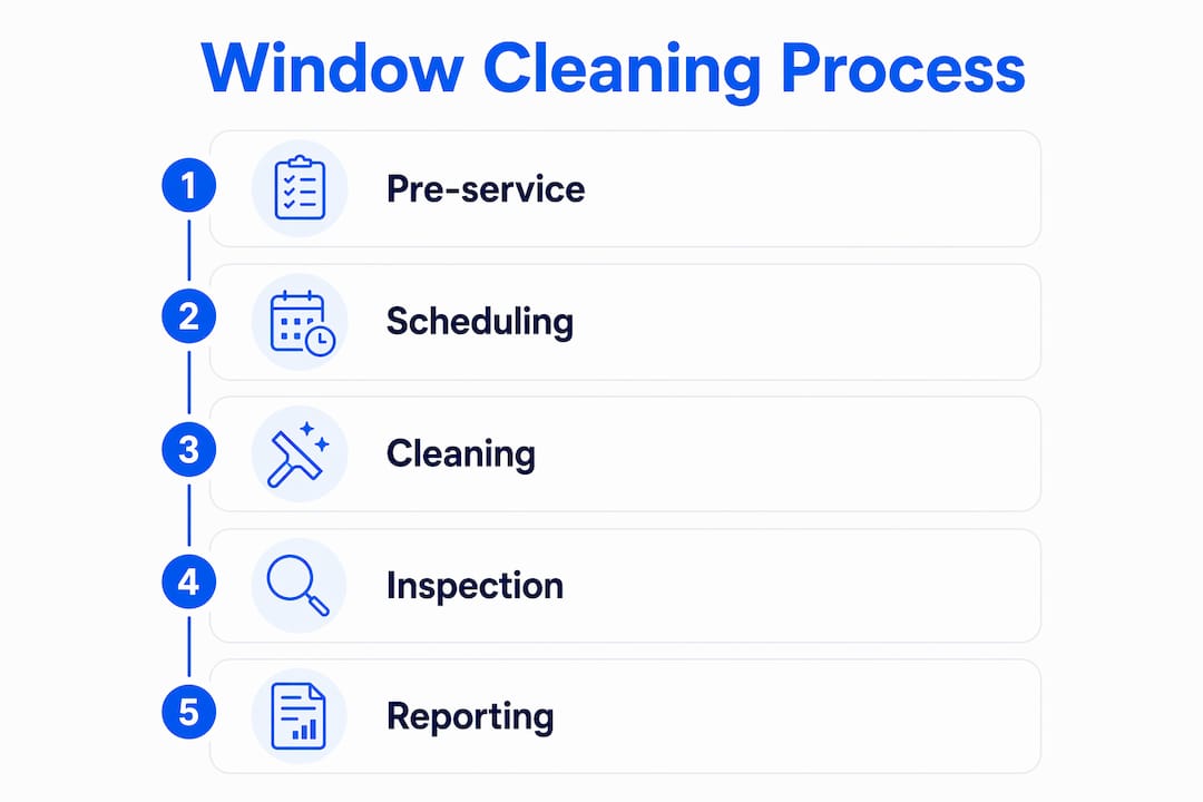 Infographic showing window cleaning process steps