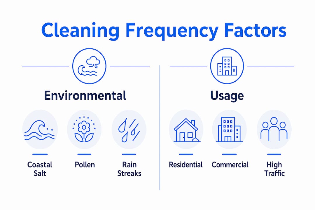 Infographic comparing environmental and usage cleaning factors