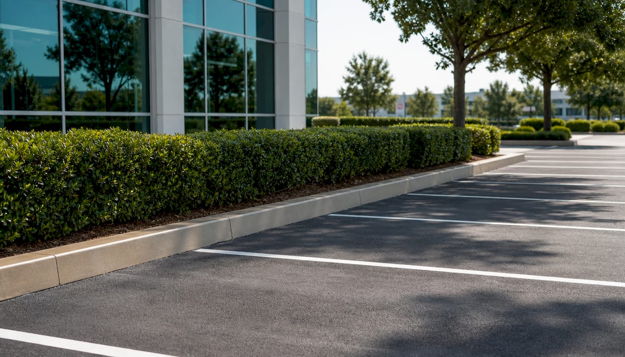 Bright clean parking lot with fresh curb appeal