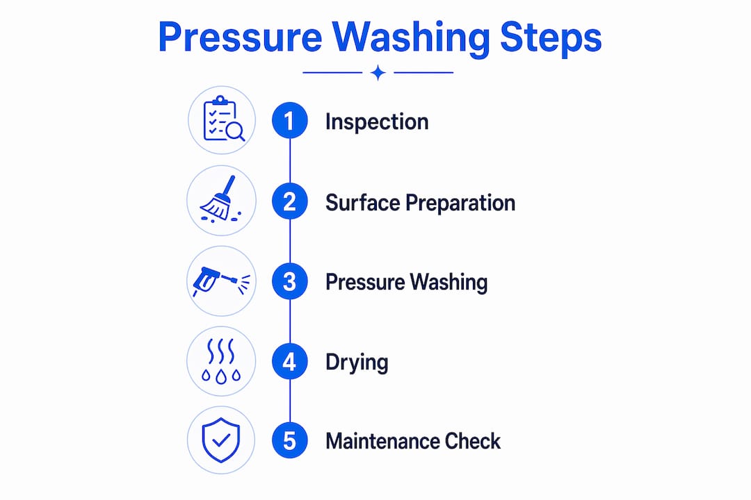 Infographic showing pressure washing process steps