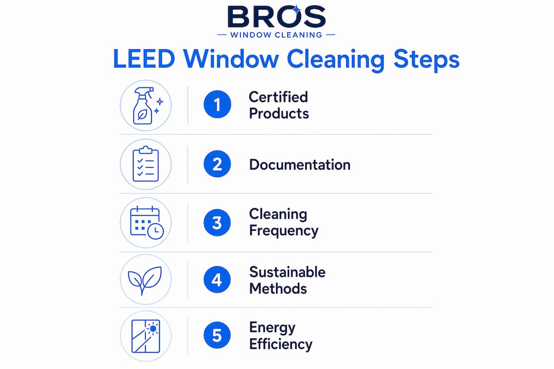 Infographic showing LEED window cleaning process steps
