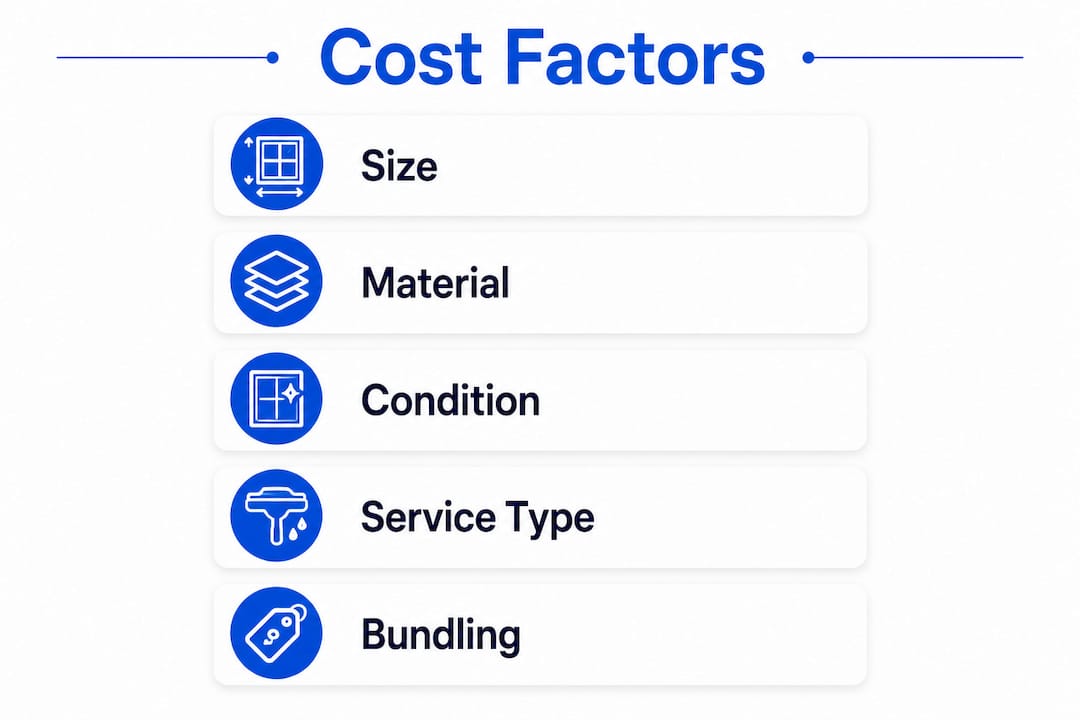 Infographic showing key factors affecting awning cleaning cost