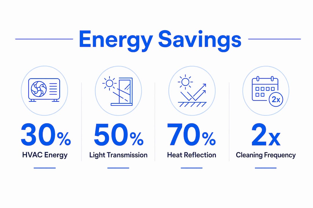 Infographic showing key energy savings statistics from clean windows