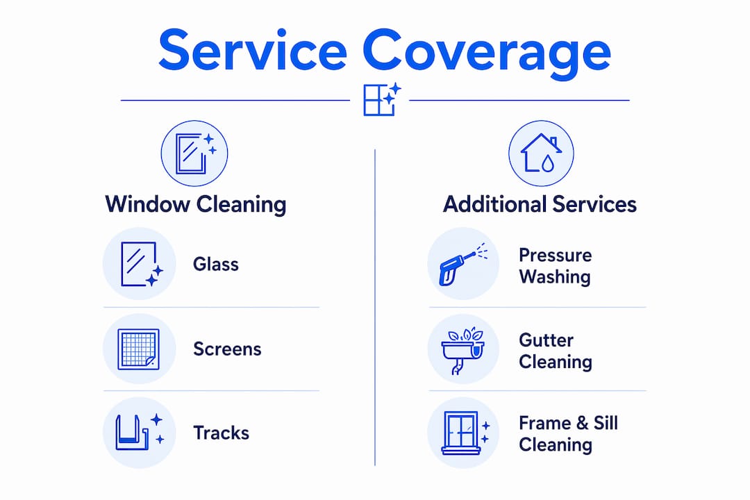 Infographic showing window cleaning and additional service coverage