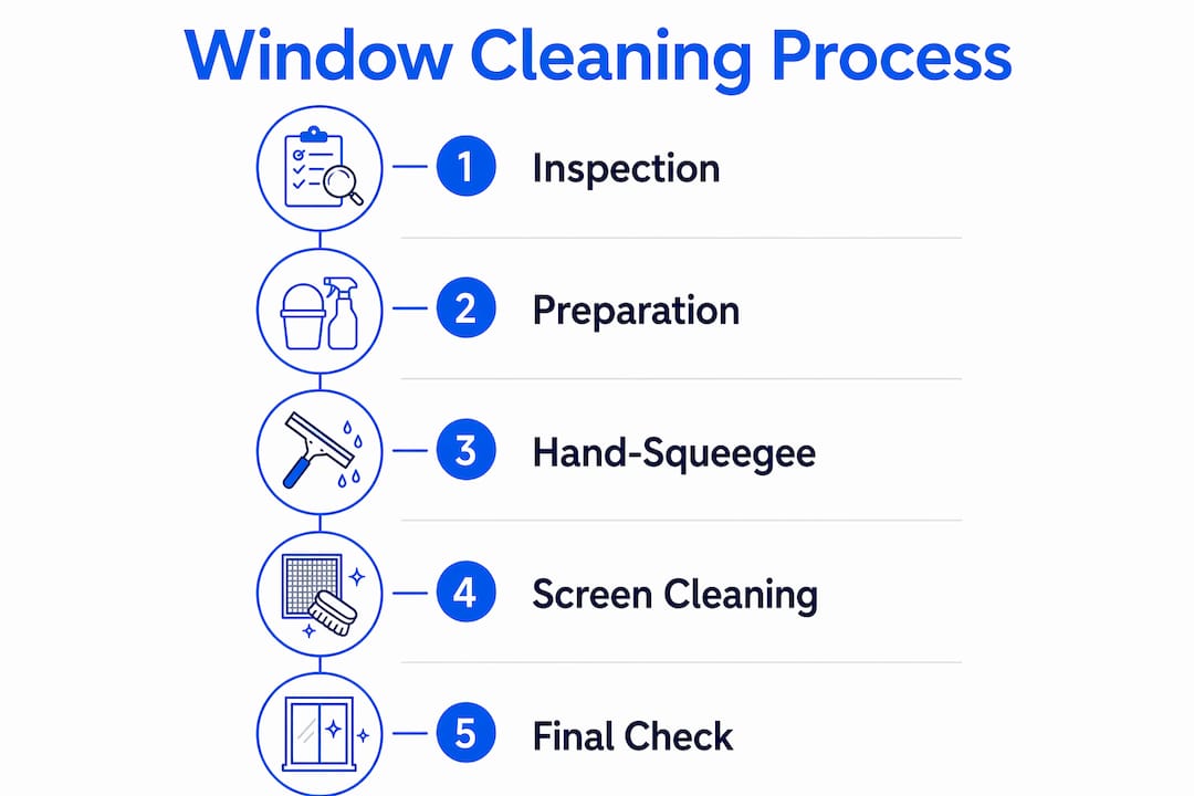 Infographic outlining steps of full-service window cleaning