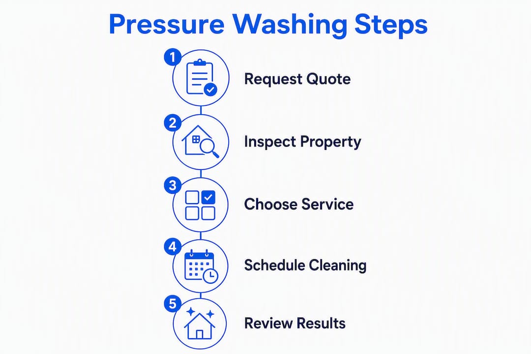 Infographic showing pressure washing service steps