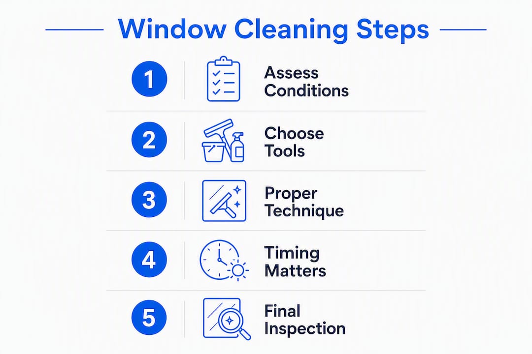 Infographic illustrating window cleaning process steps