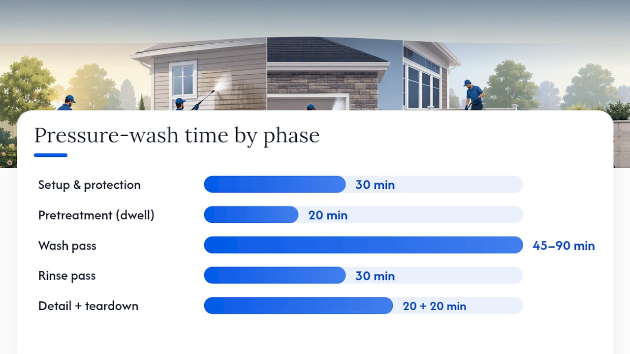 Pressure washing phases time breakdown diagram