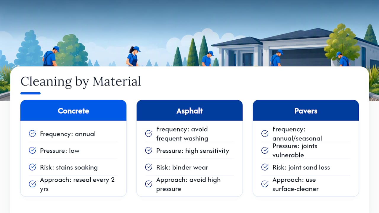 Comparison of driveway material cleaning risks