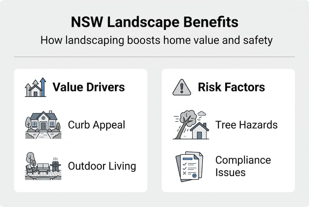 Infographic on landscaping value and risk factors