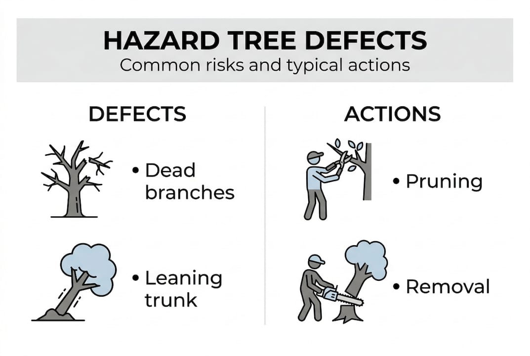 Infographic hazard tree defects and actions