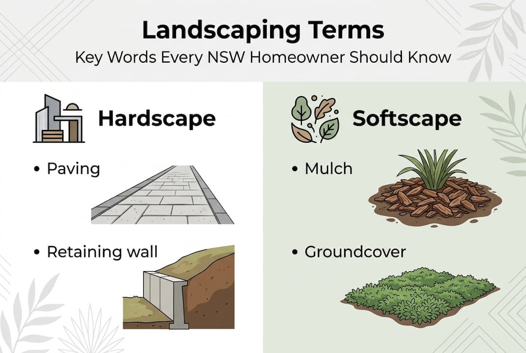 Infographic of key landscaping terms for NSW