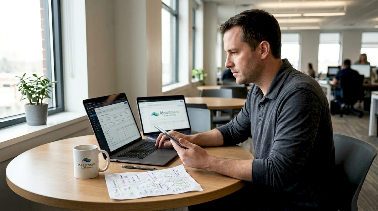 Marketer reviewing ad platform options