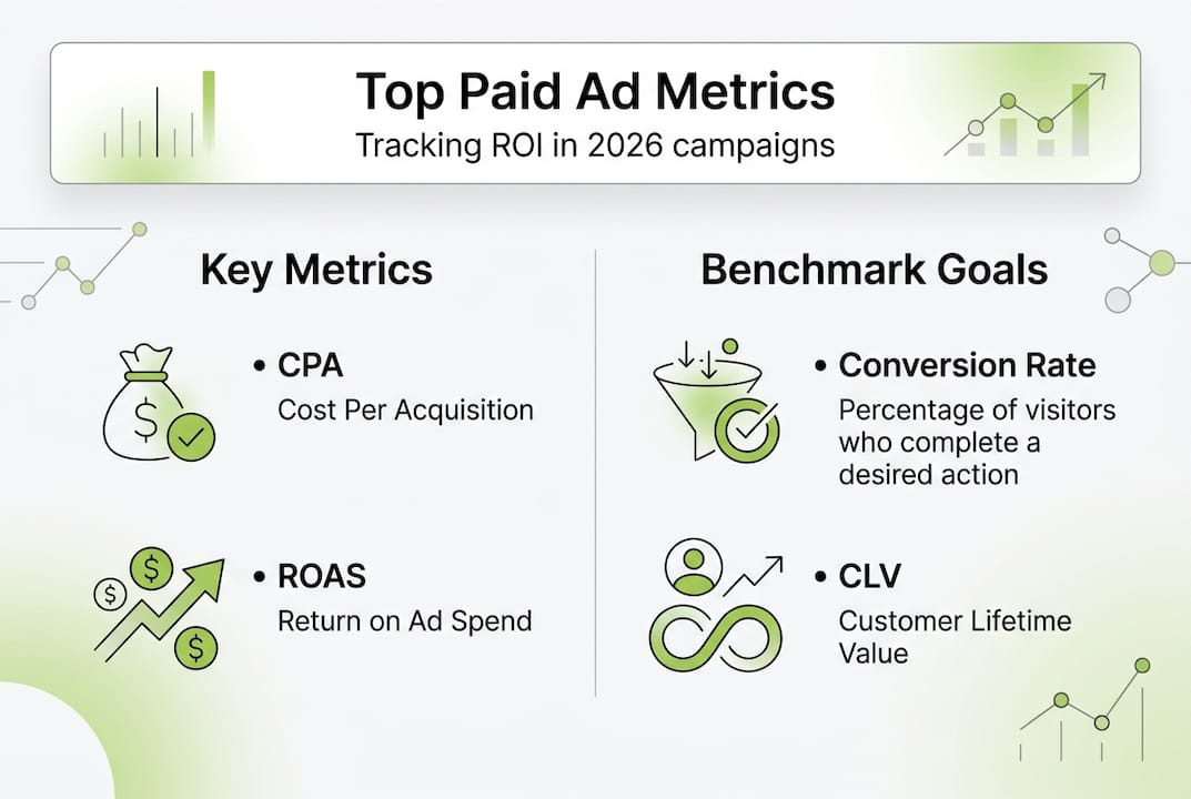 Infographic showing paid ad ROI metrics