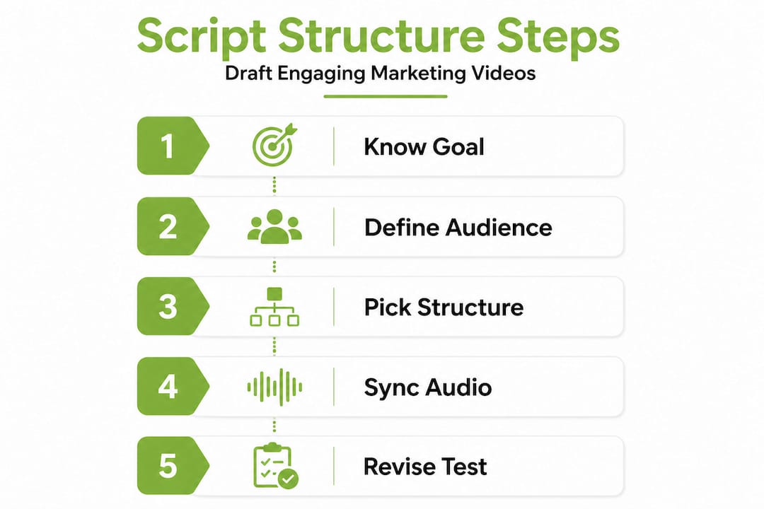 Infographic shows five steps for script structure