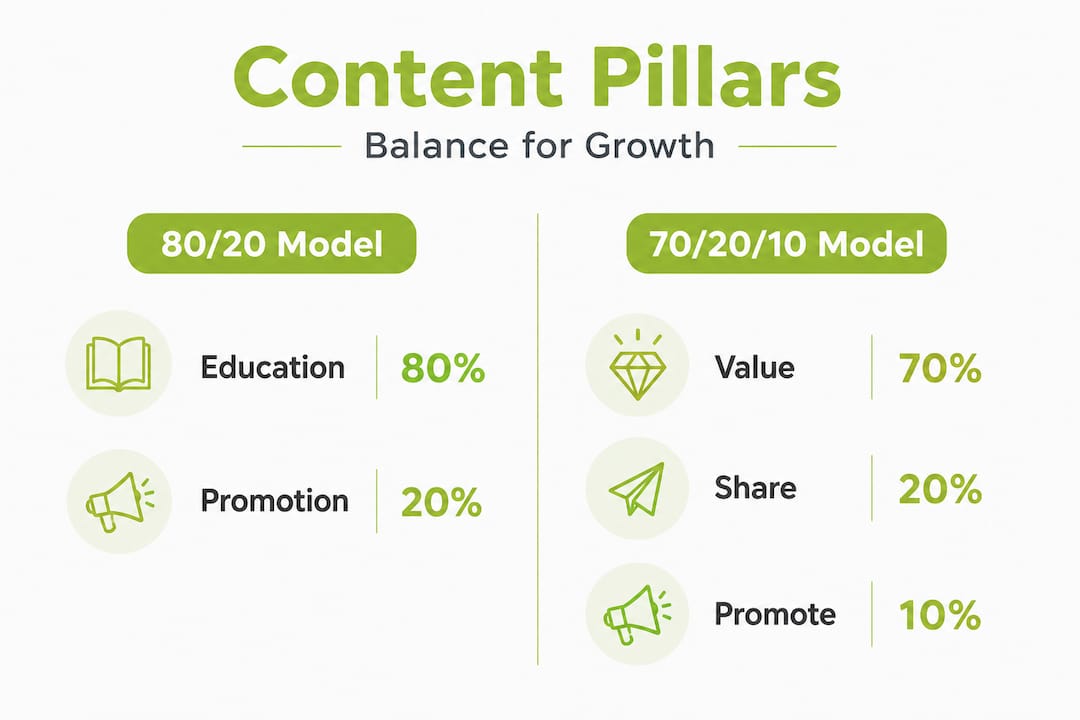 Infographic comparing content pillar ratios