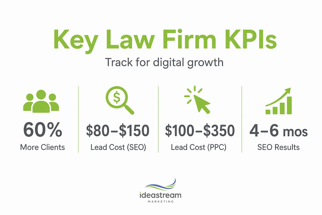 Infographic with key law firm marketing KPIs