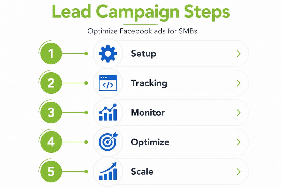 Infographic showing Facebook lead optimization steps