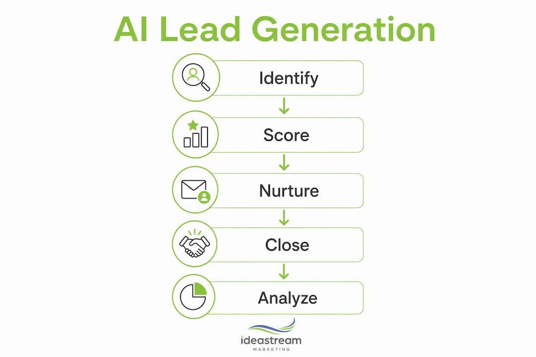 Infographic showing AI lead generation steps