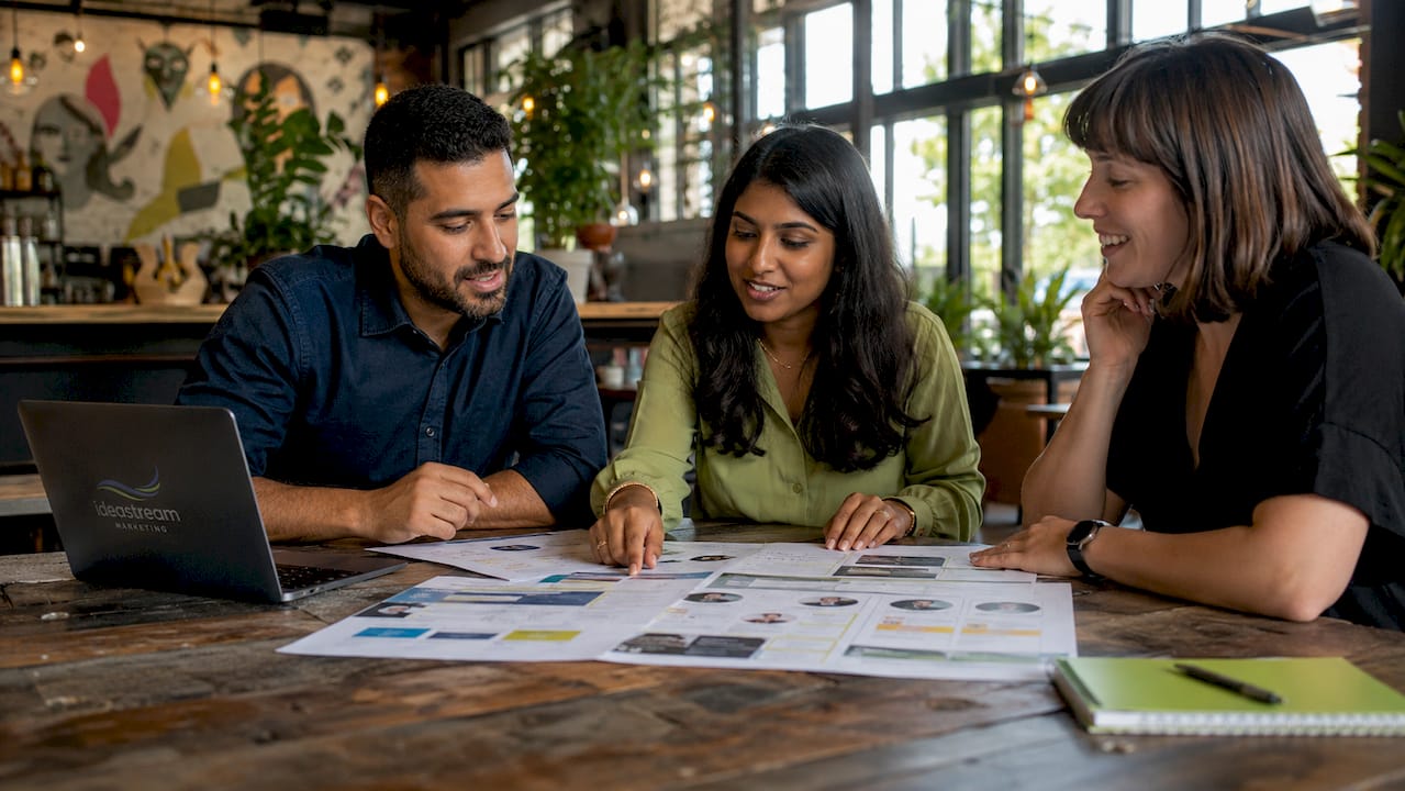 Team collaborating on branding customer experience