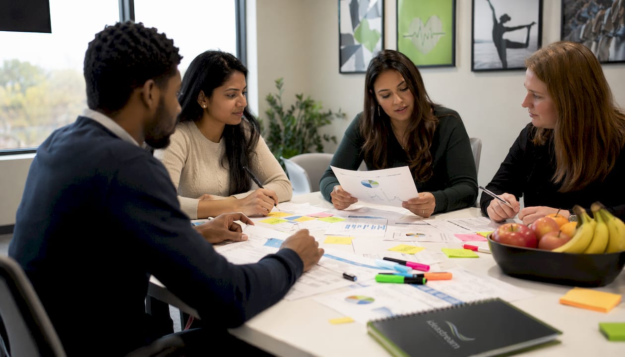Diverse team collaborating on patient lead workflow