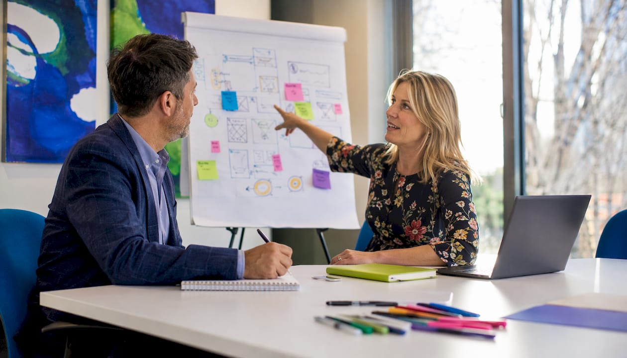 Colleagues planning marketing strategy