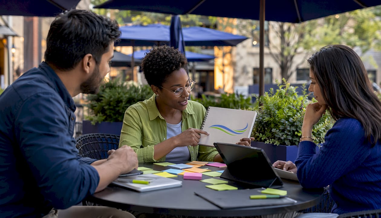 Team collaborating on brand strategy