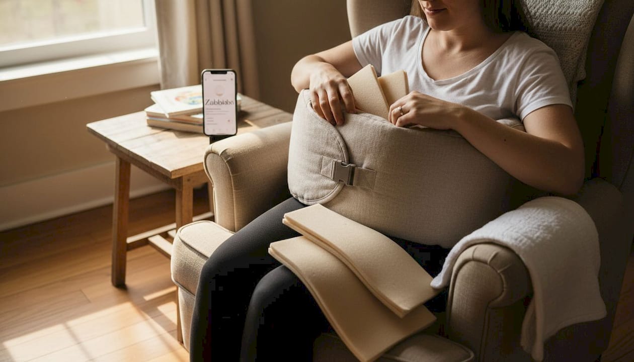 Adjustable nursing pillow with foam layers exposed