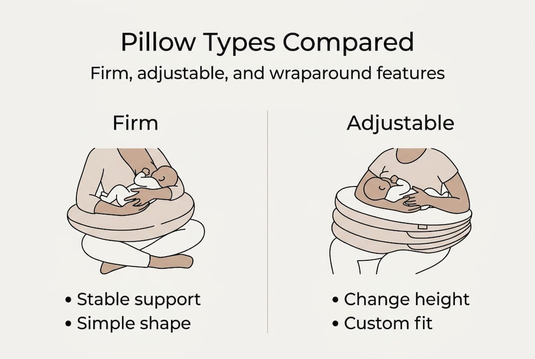 Infographic comparing nursing pillow types and features