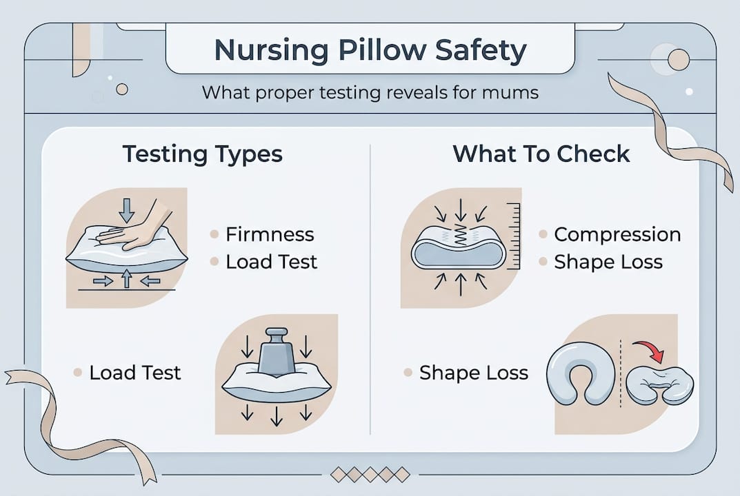 Infographic with nursing pillow safety testing summary