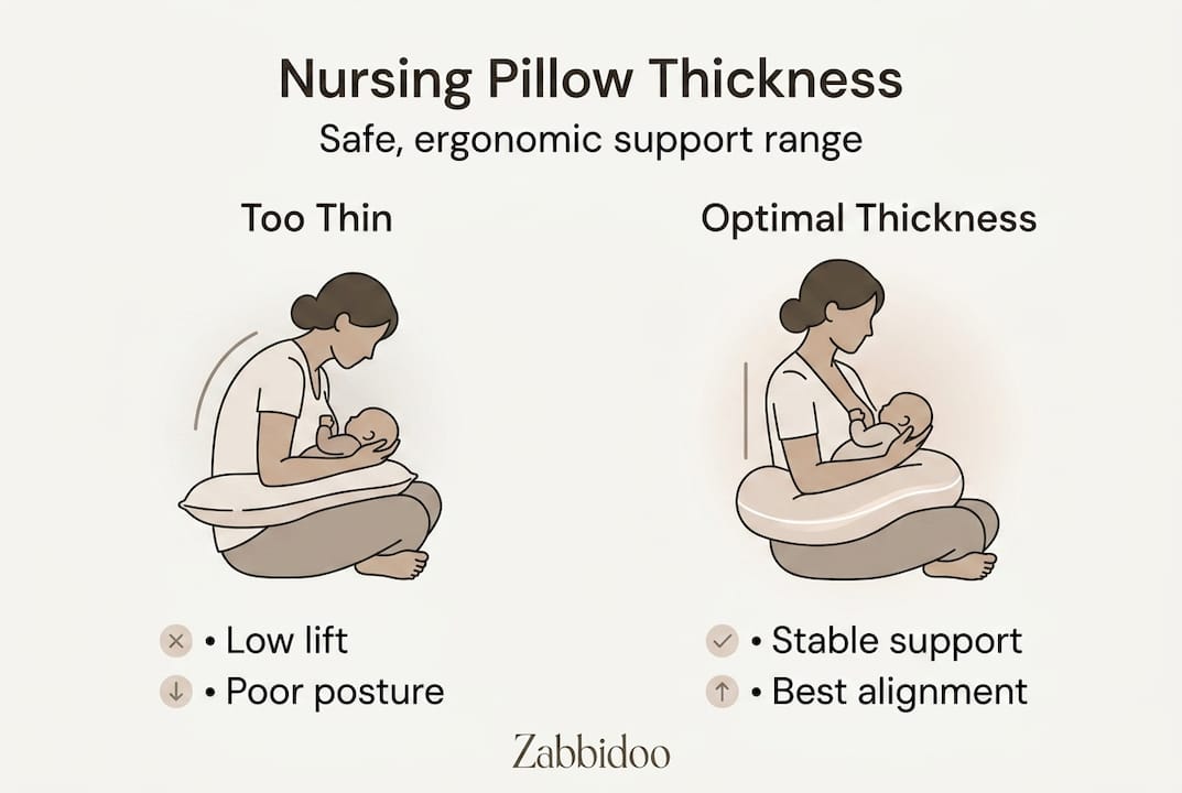 Infographic comparing thin vs optimal pillow thickness