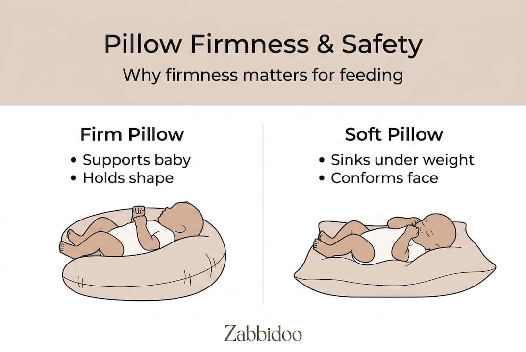 Infographic feeding pillow firmness and safety