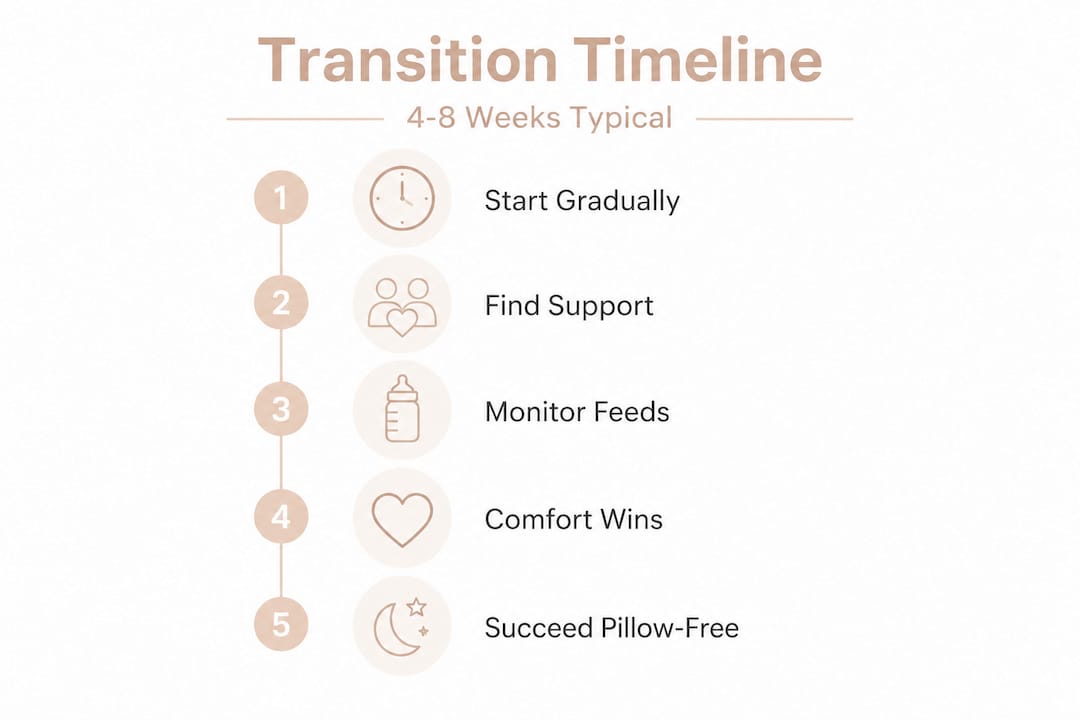 Transition timeline from nursing pillow infographic