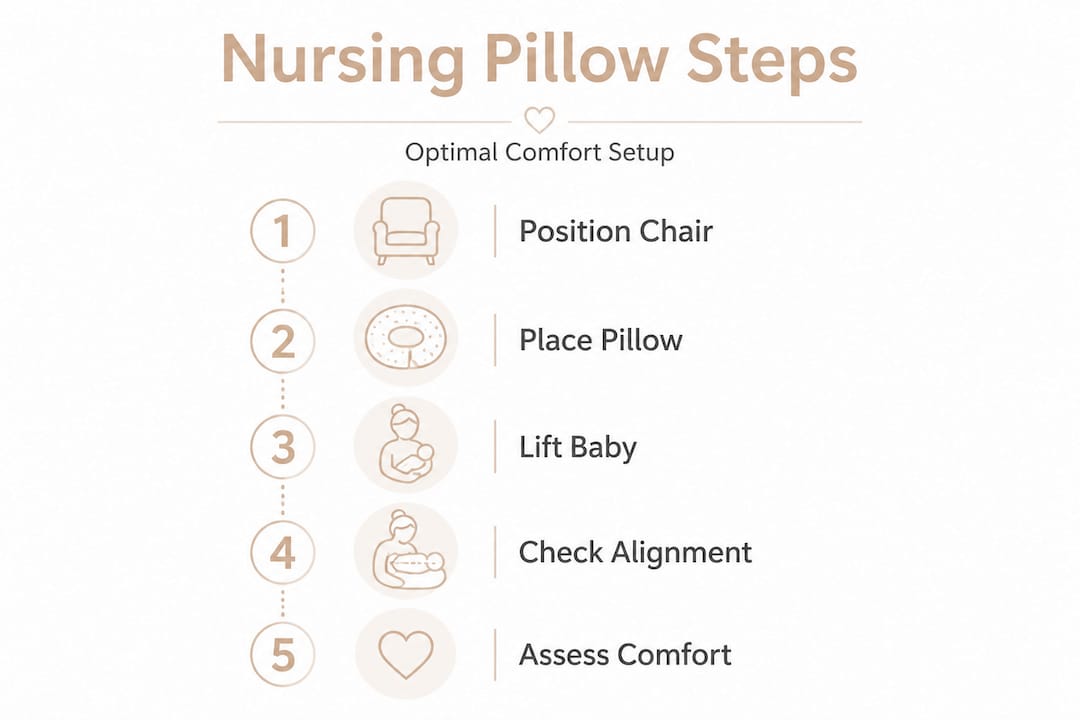 Infographic showing nursing pillow setup steps
