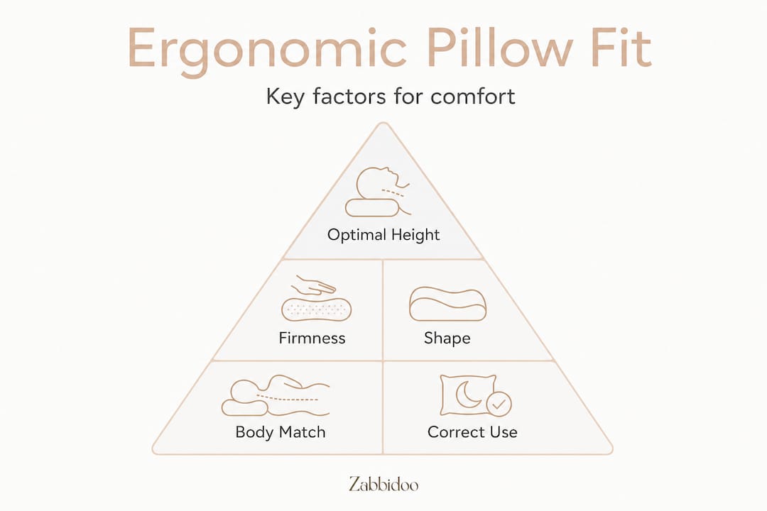 Hierarchy infographic of ergonomic pillow factors