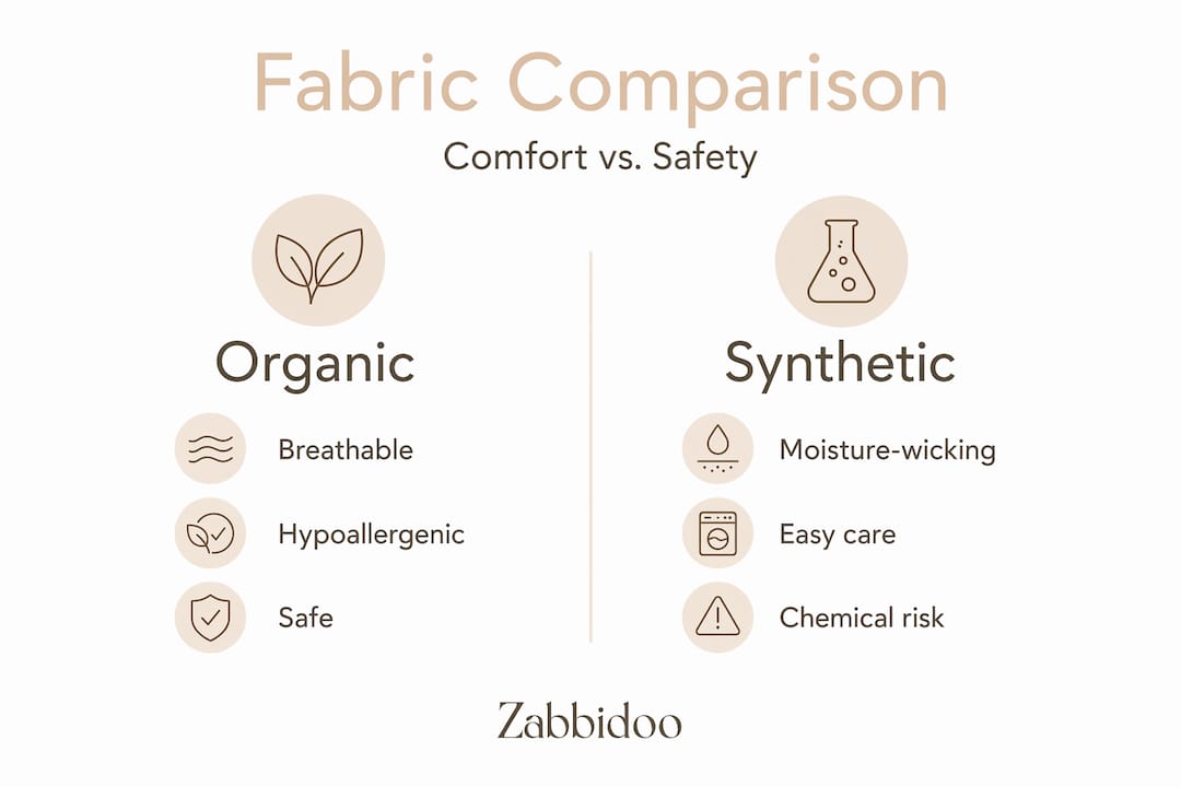 Infographic comparing organic and synthetic fabrics