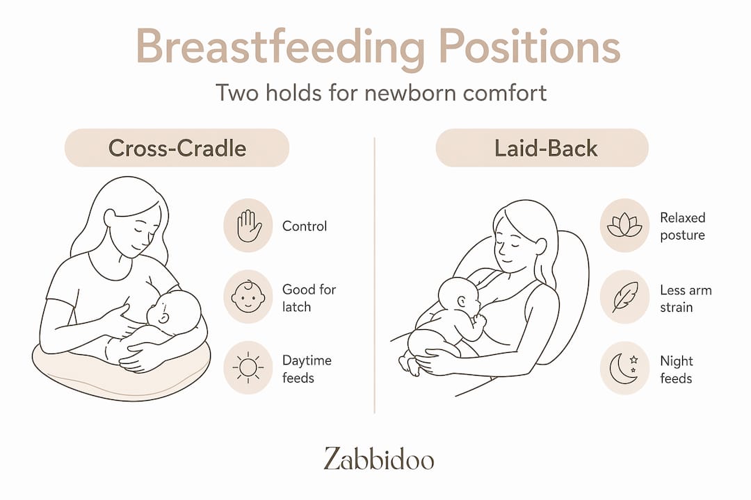 Infographic comparing breastfeeding positions and comfort