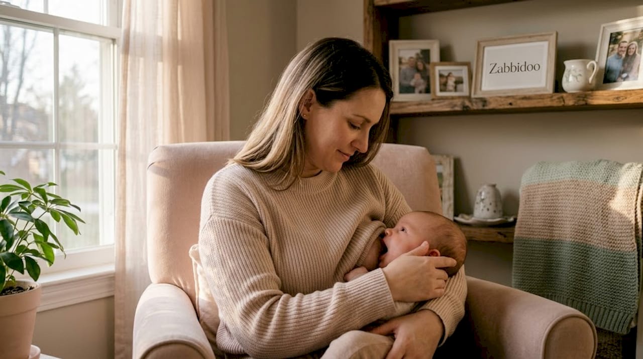 Baby latching correctly at mother’s breast