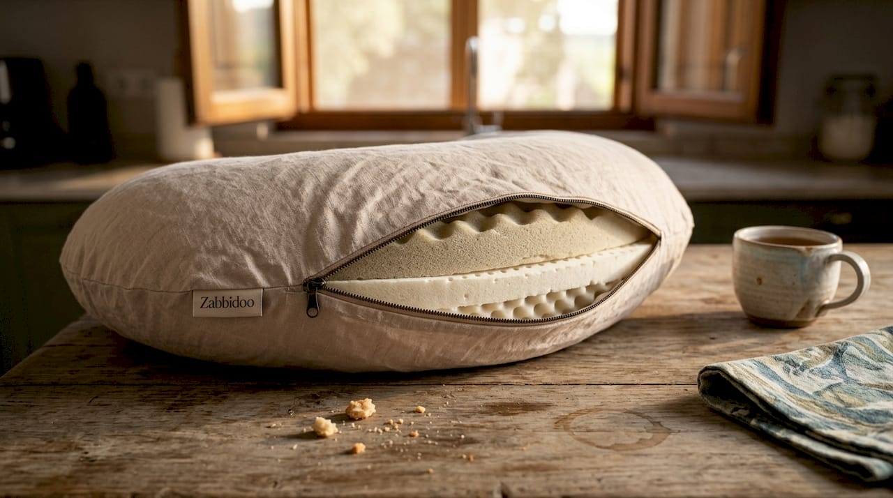 Detail of premium memory foam nursing pillow
