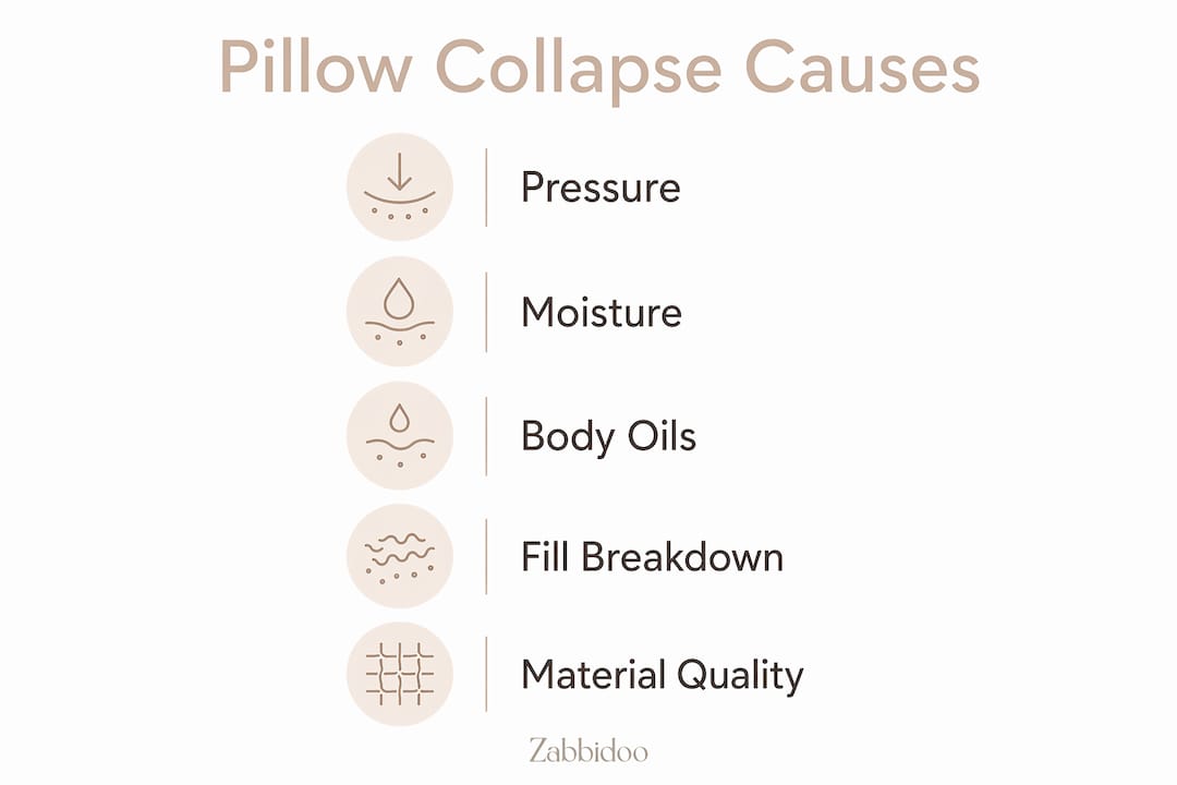 Infographic illustrating main pillow collapse causes