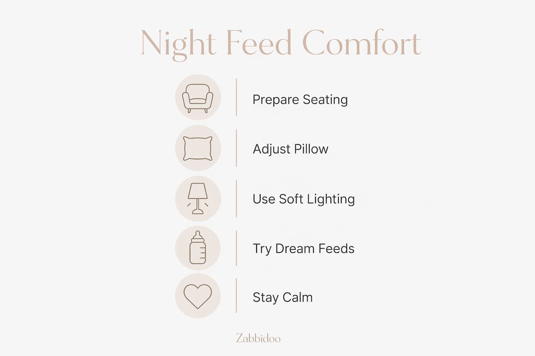 Infographic illustrating key night feeding comfort tips