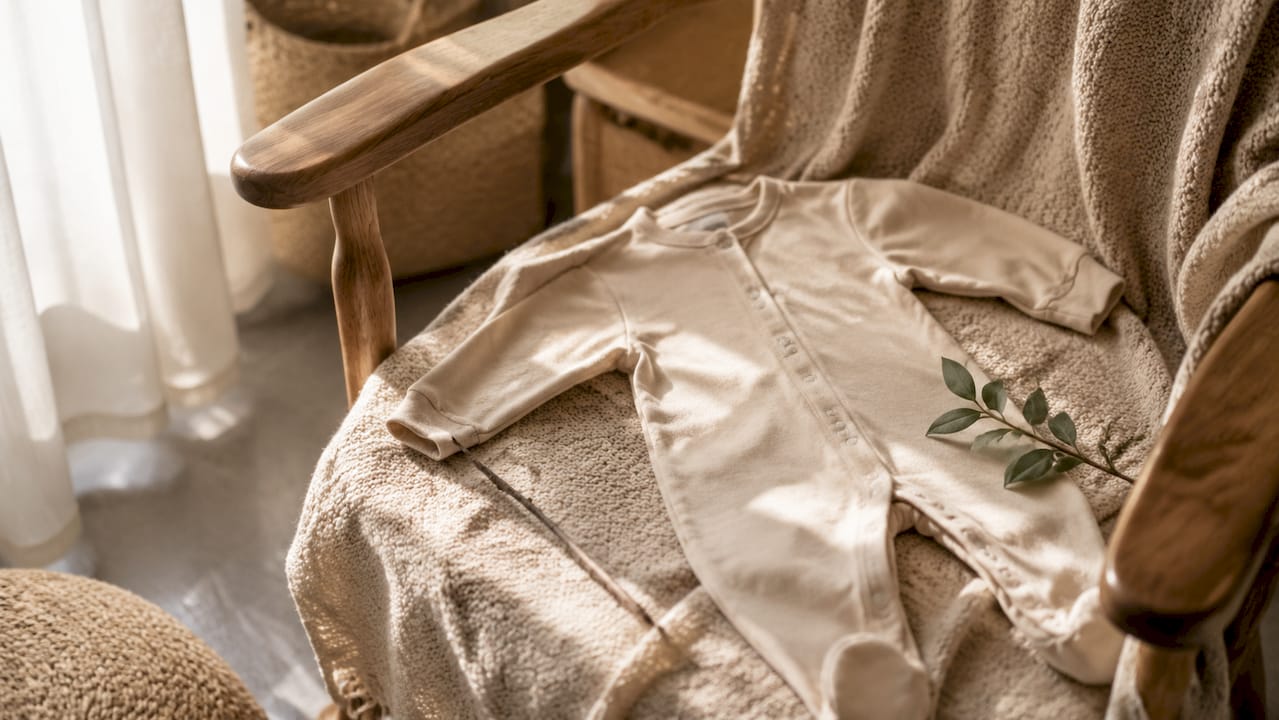 PLA fibre baby outfit with plant props