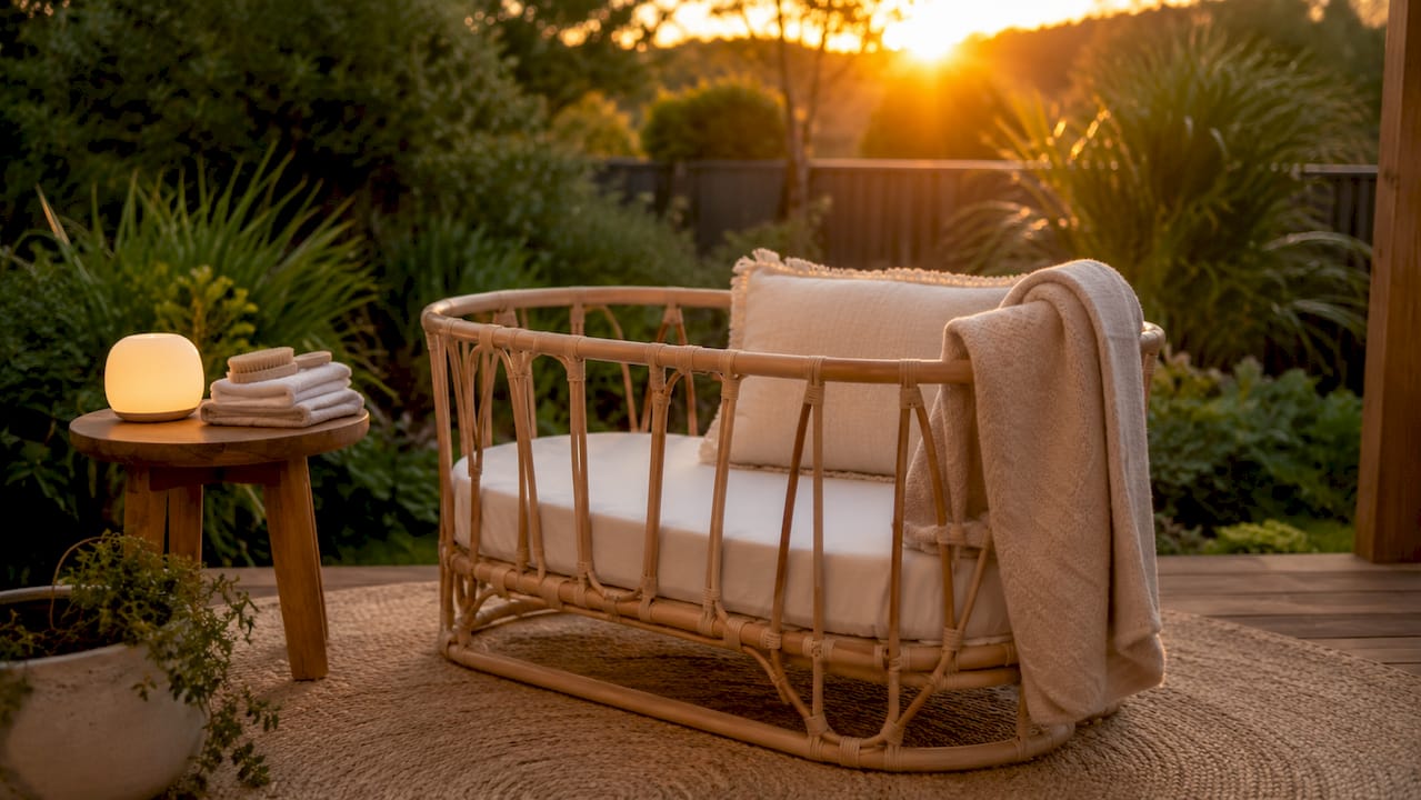 Infant bassinet with safe sleep setup