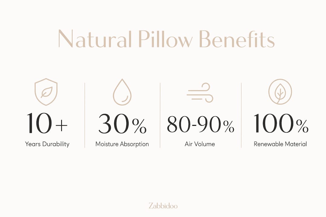 Infographic highlighting key sustainable pillow benefits