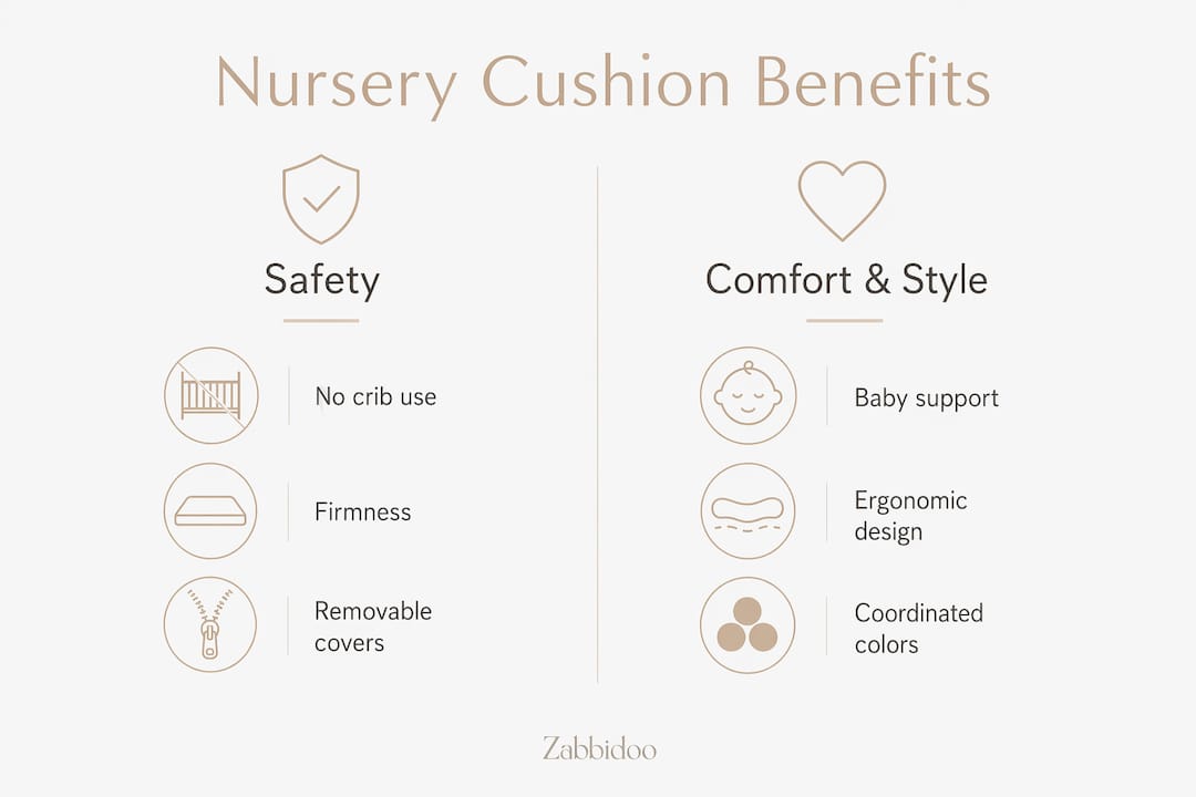 Infographic comparing nursery cushions safety and comfort benefits