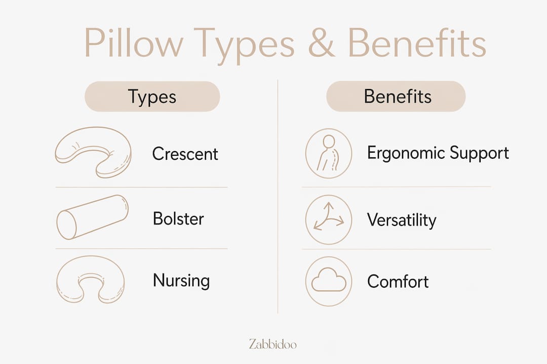 Infographic comparing pillow types and benefits